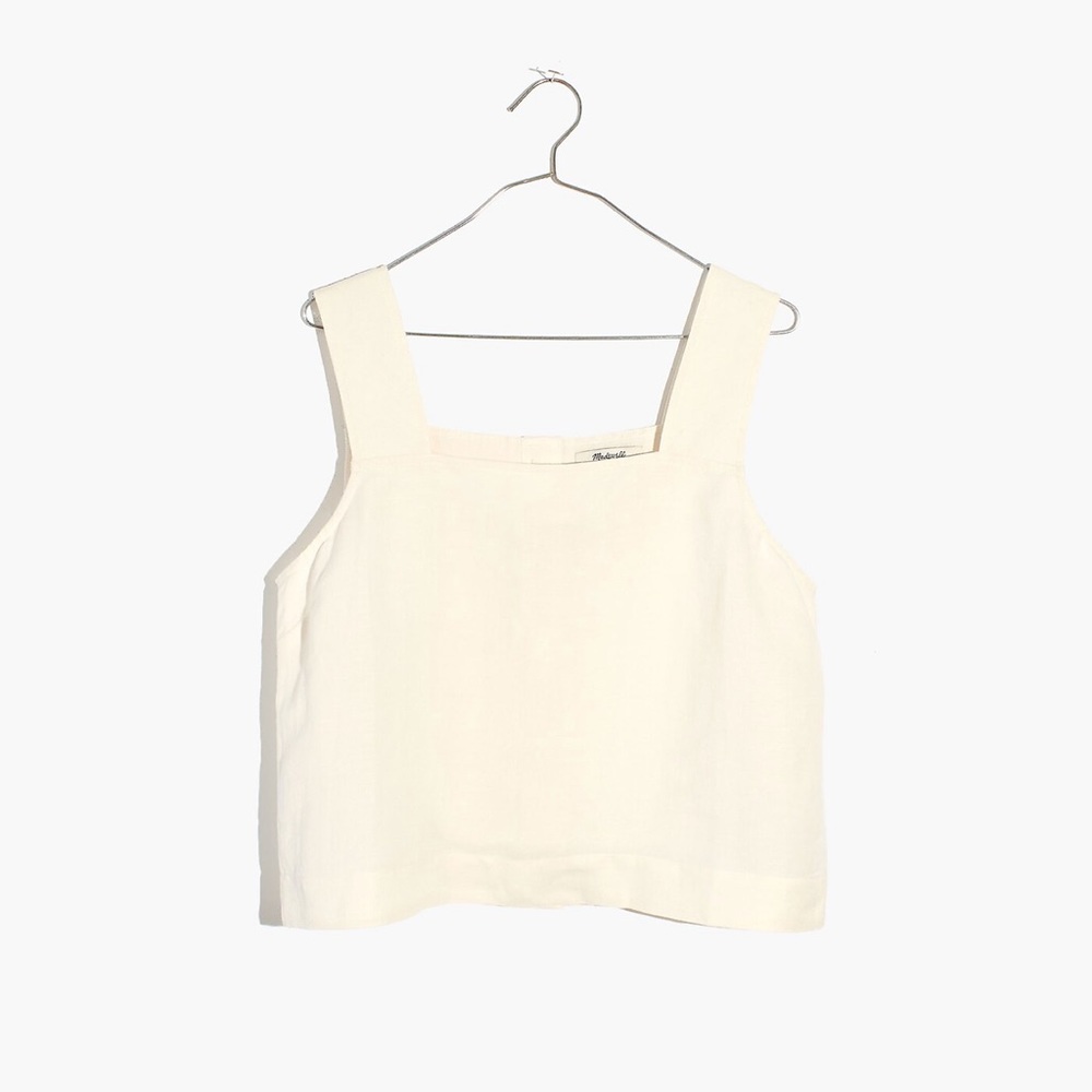 Madewell Linen-Blend Sunside Button-Back Top